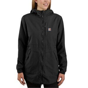 Carhartt Rain Defender Relaxed Fit Black Hooded Jacket Pockets Full Zip Size 1X